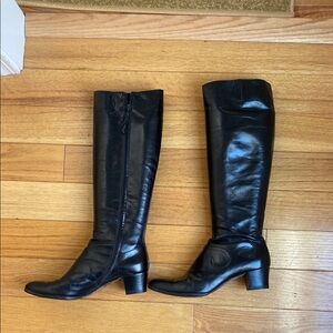 Women's Vintage Salvatore Ferragamo Black Leather Knee-High Boots